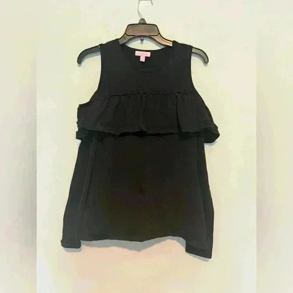 Lilly Pulitzer Sparkle Ruffle Cut-Out Blouse Black Size Small - Picture 1 of 5